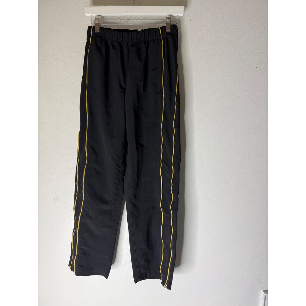 Golden Aritzia Black Yellow Piping Track Pants Zipper Ankle Windbreaker pants XS